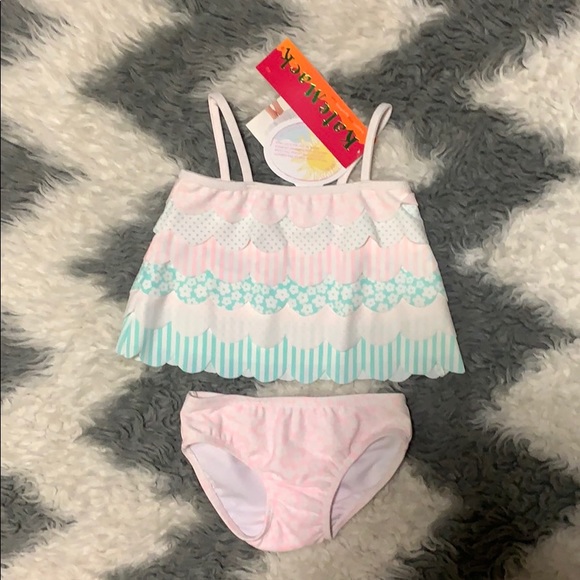 NWT Kate Mack Girls Petal Tankini Swimsuit